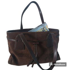 Tod's Vintage Tote Brown Suede Leather D Bag Style Rich Dark Color Italian EUC
